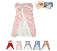 Pet Cape Blanket, Dog Cape Blanket, Winter Cape Blanket for Dogs, Dog Winter Coat with Hat, Pet Warm Sleeping Blanket, Pet Apparel for Small Medium Dogs & Cats (Large,Pink)