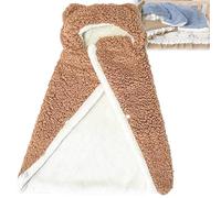 Pet Cape Blanket, Dog Cape Blanket with Hood, Soft Flannel Cloak Wrap for Small & Medium Dogs and Cats, Warm Plush Winter Coat, Cute Puppy Sleeping Blanket Robe (Brown-M)