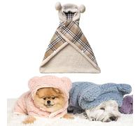 Pet Cape Blanket, Dogs Cold Weather Coat Wraps, Soft double-layer cotton hooded design with snap closure, Suitable for small and medium dogs and cats (khaki, M)