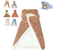 Pet Cape Blanket, Easy Snap Closure Cold Weather Coat for Puppies, Dog Robe with Hood Bear Design, Indoor Outdoor Sleeping Blanket Wrap (coffee,Small)