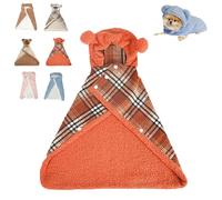 Pet Cape Blanket, Easy Snap Closure Cold Weather Coat for Puppies, Dog Robe with Hood Bear Design, Indoor Outdoor Sleeping Blanket Wrap (orange,Small)