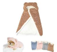 Pet Cape Blanket, New Snap Closure Dog Cape Blanket for Small Dogs Cute Soft Comfortable Pet Cold Weather with Hood (Brown,S)