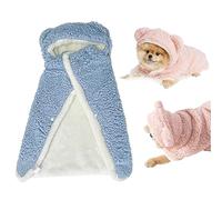 Pet Cape Blanket, Warm Winter Blanket Cape for Dogs and Cats, Fleece Lining Extra Warm Dog Hoodie, Pet Winter Coat with Hat, Pets Coats for Small Medium Large Dogs (Blue, L)