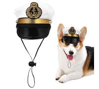 Pet Captain Hat,Adjustable String Captain Dog Hat Cosplay | Party Headwear Dress up Headdress, Pet Supplies for Cat Puppy Navy Halloween Cosplay