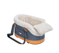 Pet Car Seat Carrier - Central Console Travel Bed, Reinforced Safety Buckles, Cushion Storage Space for Small Puppies or Cats | Portable Dog Booster, Vehicle Accessory, Travel Gear