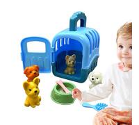 Pet Care Cage Play Set - 3.94 Inch PP | PP Mini Pet Toys - 8pcs set including cage dog figures bowl bone brush for kids imaginative play role gift for and children