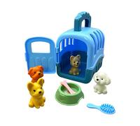Pet Care Cage Set - Dog Grooming Toy Puppy Carrier, Interactive Accessories Teach Gentle Handling For , Lightweight Role Play Kit Boosts Imagination During Travel, Playroom Fun, Daycare