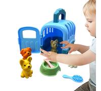 Pet Care Play Set - 8pcs Dog Cage Toy Set, Puppy Grooming Kit, Pretend Vet Tools, Portable Carrier Equipment | Role Accessories For Boys Girls Ages Plus Indoor Learning Fun Activities Extra Holidays