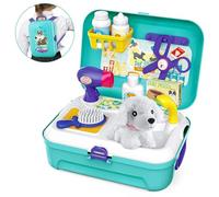 Pet Care Role Play Set Grooming Toys Feeding Dog Backpack Vet Kit Educational Toy for Kids Children (16 pcs)