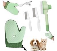 Pet Care Spray Gloves, Cat Brush with Flea Comb for Cats, Pet Hair Remover Glove, Self-Cleaning Flea Comb, Cat Brush with One Button for Dogs/Cats, Removing Fur, Fleas