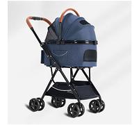 Pet Carriage Dog and Cat Stroller Pet Stroller for Small Medium Dogs/Cats Separable Dog Stroller 4 Wheel Lightweight Folding Travel Cart Stroller (Grey a) (Blue)
