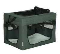 Pet Carrier 48.5cm Grey Mesh Foldable Cat Bag with Cushion & 3 Zip Doors Travel