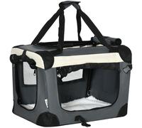 Pet Carrier 51cm Foldable Grey Soft Cushion 3-Door Mesh Travel Portable Tote 4kg