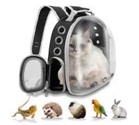 Pet Carrier Backpack Bearded Dragon Carrier Cat Bird Rabbit Guinea Pig Small Animal Carrier Backpack with Clear Bubble Window Ventilated Space Capsule Design Black and White