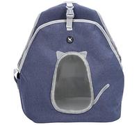Pet Carrier Backpack, Breathable Dog Front Bag, Adjustable Strap Blue, 17.1x16.6in - Soft Hard Bottom, Safety Belt, Comfortable Carrying (Denim Blue)