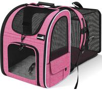 Pet Carrier Backpack Expandable Pink