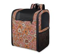 Pet Carrier Backpack for Small Cats & Dogs - Breathable Front-Opening Travel Rucksack, Comfortable and Secure for Daily Use, Trips and Outdoor Walks, Fantastic Flower - Orange