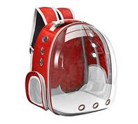 Pet Carrier Backpack Transparent Ventilated for Cats Small Dogs Eco-friendly Oxford Suitable, Red