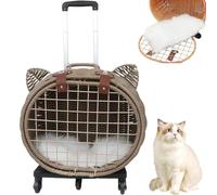 Pet Carrier Backpack with Ventilation Holes, Rolling Trolley Design for Stress-Free Outdoor Travel with Cats and Small Dogs