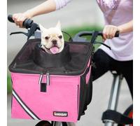 Pet Carrier Bicycle Basket Bag Pet Carrier/Booster Backpack for Dogs and Cats with Big Side Pockets,Comfy & Padded Shoulder Strap,Travel with Your Pet Safety（Pink Carnation）