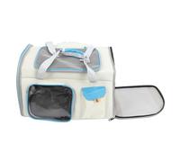 Pet Carrier, Breathable Mesh Washable Cat Carrier, Soft Sided Large Cat Bag with Safety Zippers Foldable Bowl, for Home Outdoor Travel, 60x41x11cm (White and Blue)