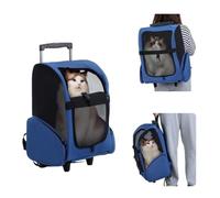 Pet Carrier-Cat Carrier With Telescoping Handle, Strap Handle And Backpack Straps, Foldable Rolling Carrier for 2 Cats, Pet Cat Travel Carrier for Walking/Camping