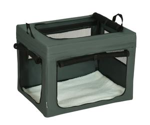 Pet Carrier Foldable Mesh Grey 51x69x51cm Small Dogs Cats Portable Cushion Cozy