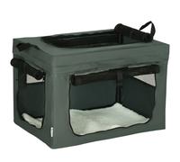Pet Carrier Foldable Mesh Grey 60cm x 42cm x 42cm w/ Cushion 3-Door for cats 4kg