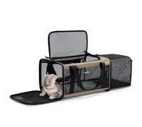 Pet Carrier for Cats, Travel Transport Box (Brown, S)