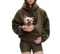 Pet Carrier Hoodie, Super Soft and Warm Plush, Unisex, Removable,Suitable for Fall and Winter (Brown,Small)