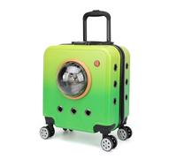 Pet Carrier on Wheels Pet Trolley Case, Large Capacity Breathable Cat Bag with Universal Wheels and Combination Lock, Portable Pet Luggage, (Green)