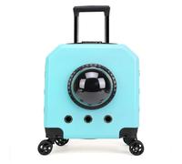 Pet Carrier on Wheels Pet Trolley Case, Pet Outing Backpack, Outdoor Pet Trolley Case, Trolley Can Be Adjusted, for Outdoor Hiking,Walking (Sky Blue)