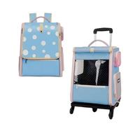 Pet Carrier on Wheels Pet Trolley Case, Pet Trolley Bag, Breathable Portable Pet Trolley Case for Travel Outdoor Pet Carrier (Light blue)