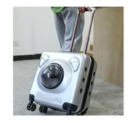 Pet Carrier on Wheels Pet Trolley Case, Portable trolley Case with wheels, Pet Travel Stroller (White)