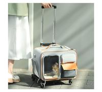 Pet Carrier on Wheels Pet Trolley Case with Wheels, Out and About Portable Pet Bag, Rolling Cat Carrier Travel Bag with Telescopic Handle (White)