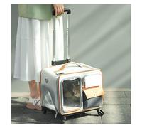 Pet Carrier on Wheels Pet Trolley Case with Wheels, Out and About Portable Pet Bag, Rolling Cat Carrier Travel Bag with Telescopic Handle (Gray)