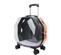 Pet Carrier on Wheels Transparent Outdoor Box Pet Rolling Carrier Trolley Case, Portable Pet Trolley Case, Pet Suitcase (Black B)