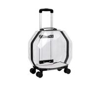 Pet Carrier on Wheels Transparent Outdoor Box Pet Rolling Carrier Trolley Case, Portable Pet Trolley Case, Pet Suitcase (Black A)