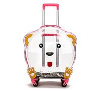 Pet Carrier Pet Bag Trolley Case with Silent Wheels Lightweight with Stickers Free Breathing Dog Travel Bag Outdoor Breathable (Pink)