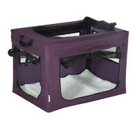 Pet Carrier Purple Mesh Foldable with Cushion Three Door Portable 60cm 42x60x42