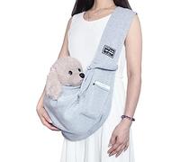 Pet Carrier Sling Bag Cat Dog Crossbody Shoulder Bag Breathable Hands-free Pet Bag Fit Medium Small Size Maximum Load 7.5kg Soft Wide Shoulder Strap with Mobile Phone Pocket for Outdoor (Gray)