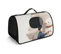 Pet Carrier, Snowman and Boy Printed Pet Function Handbag, Breathable Mesh Soft Cushion, Pet Travel Portable Bag Carrier for Cat and Small Dog Home