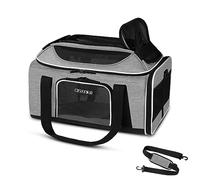 Pet Carrier, Soft-Sided Expandable Carrier for Small Cats and Dogs, Airline Approved, Grey，17.0"L x 12.0"W x 8.5"H, Locking Safety Zippers, Anti-Scratch Mesh