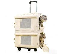 Pet Carrier Stroller - Double-Decker Detachable Design with Breathable Mesh, Ideal for Travel and Outdoor Use, Convenient Hatchback Luggage for Cats and Small Pets