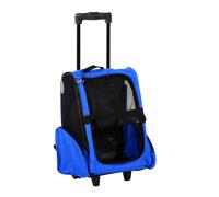 Pet Carrier Trolley Backpack Blue 42x25x55cm 600D Oxford PU Wheels Steel AluRod