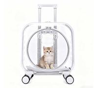 Pet Carrier Trolley Box, Pet Rolling Carrier with 0-55cm Telescopic Handle, Shoulder Strap & Top Handle-3 Ways To Use, for Puppies & Cats Under 13lbs, Ideals (White)