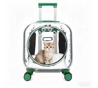 Pet Carrier Trolley Box, Pet Rolling Carrier with 0-55cm Telescopic Handle, Shoulder Strap & Top Handle-3 Ways To Use, for Puppies & Cats Under 13lbs, Ideals (Green)