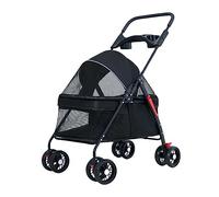 Pet Carrier with 4 Wheels, Folding Pet Rolling Carrier with Cup Holder,Lightweight Detachable Dog Carrier,for Small Medium Dogs & Cats Traveling Strolling Cart,Extra Spacious Soft Lined (Black)