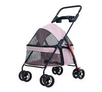 Pet Carrier with 4 Wheels, Folding Pet Rolling Carrier with Cup Holder,Lightweight Detachable Dog Carrier,for Small Medium Dogs & Cats Traveling Strolling Cart,Extra Spacious Soft Lined (Pink)