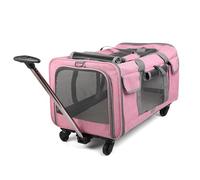 Pet Carrier with Wheels for Two Cats - Foldable & Portable Design for Hiking, Camping, Vet Visits - Ideal for Easy Travel and Storage